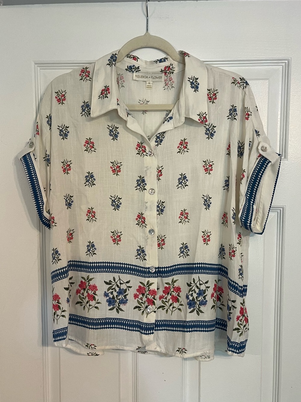 Anthropologie Figueroa & Flower Floral Button-Down Shirt